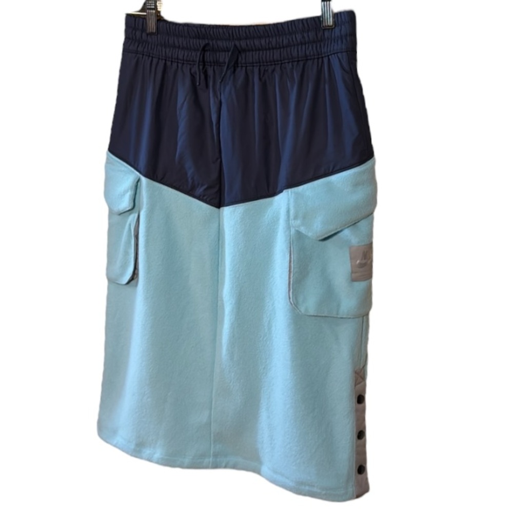 Nike Blue Sport Colour Block Fleece Nylon Cargo Skirt Size Medium